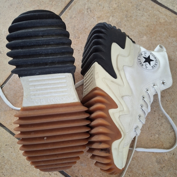 Converse White and Black High-Top Sneakers - Picture 4 of 8